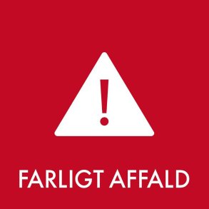 Piktogram, 18x18cm, r�d, folie, til farligt affald, selvkl�bende