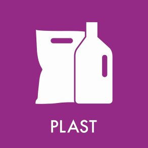 Piktogram, 18x18cm, lilla, folie, til plast, selvkl�bende