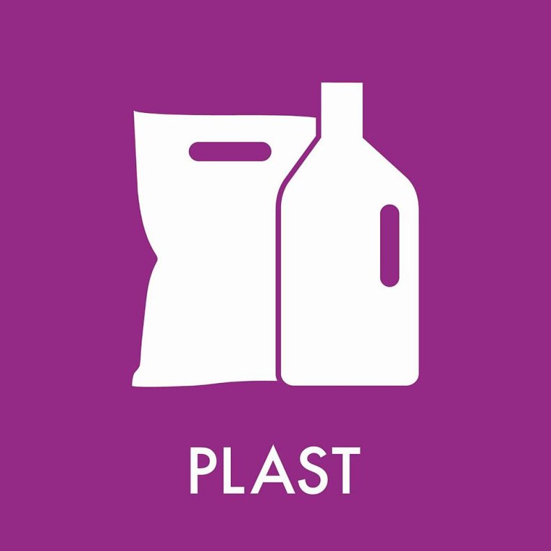 Piktogram, 18x18cm, lilla, folie, til plast, selvkl�bende