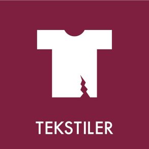 Piktogram, 18x18cm, bordeaux, folie, til tekstilaffald, selvkl�bende