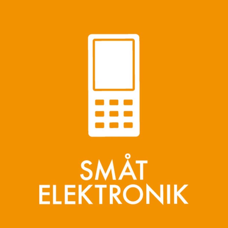 Piktogram, 6x6cm, orange, folie, til sm�t elektronik, selvkl�bende