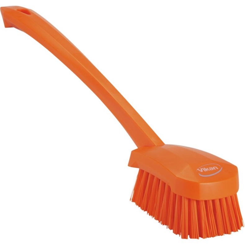 H�ndb�rste, Vikan, 41,5x7,1x7,5cm, orange, polyester/PP/rustfrit st�l, stiv *Denne vare tages ikke retur*