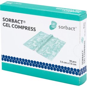 Hydrofob bandage, Sorbact Gel Compress, 7,5x7,5cm, gr�n, latexfri, steril, engangs *Denne vare tages ikke retur*