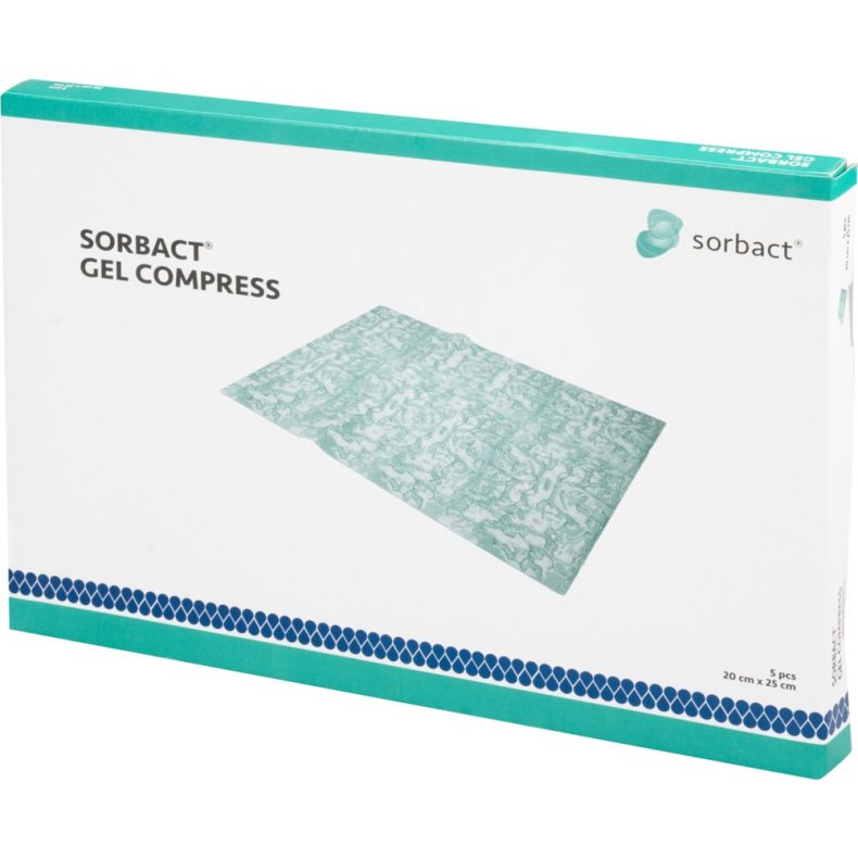 Hydrofob bandage, Sorbact Gel Compress, 20x25cm, gr�n, latexfri, steril, engangs *Denne vare tages ikke retur*