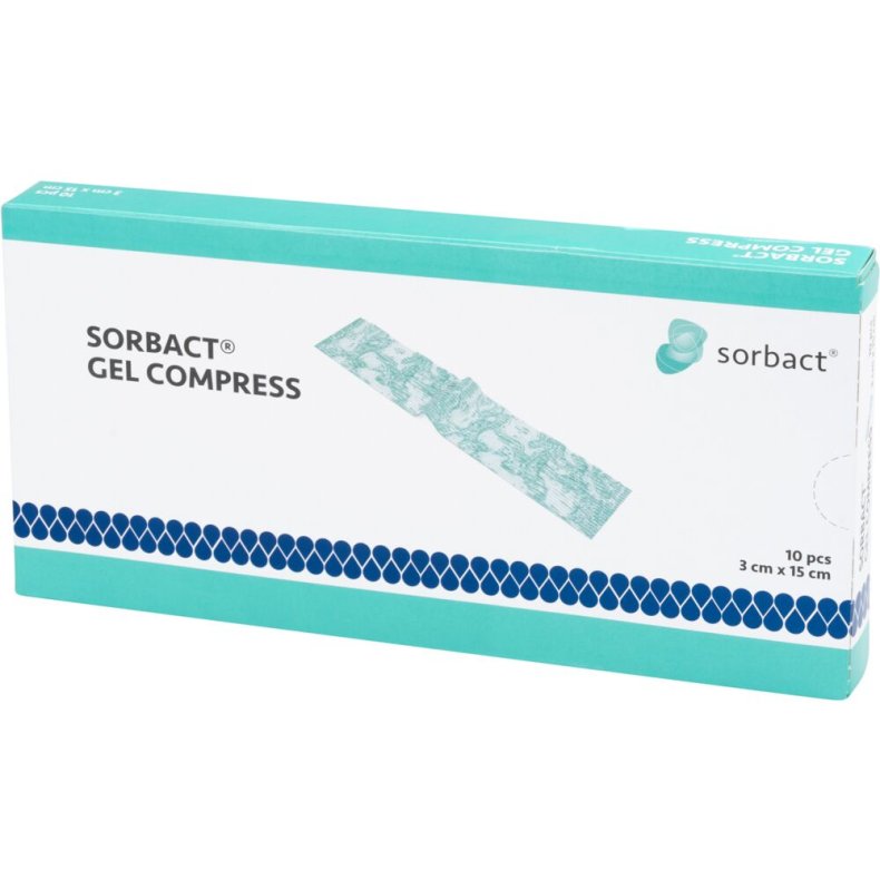 Hydrofob bandage, Sorbact Gel Compress, 15x3cm, gr�n, latexfri, steril, engangs *Denne vare tages ikke retur*