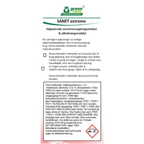 Etiket, Green Care Professional, til SANET Extreme