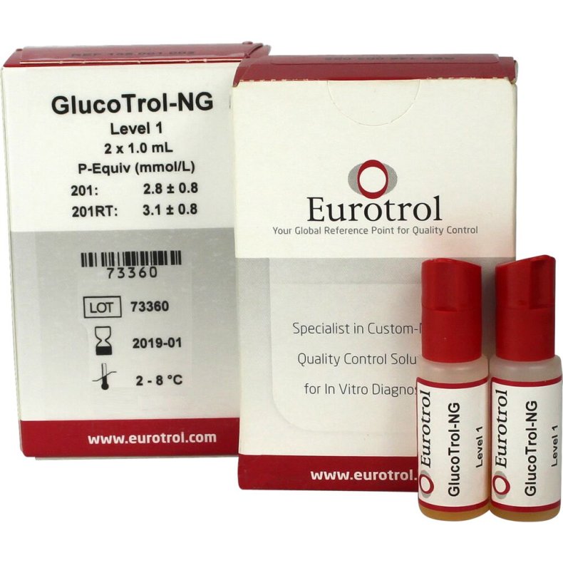 Kontrol, GlucoTrol,  2x1,0 ml, level 1, k�levare *Denne vare tages ikke retur*