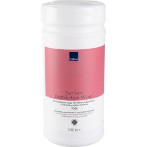 Overfladedesinfektion servietter, ABENA, 20x20cm, 70% ethanol, dispenserbox med 200 servietter.