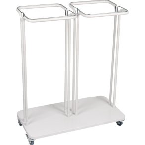 Affaldsstativ, S�kko-Boy, hvid, pulverlakeret st�l, 2-rums, 2x60 l, med s�kkeholder