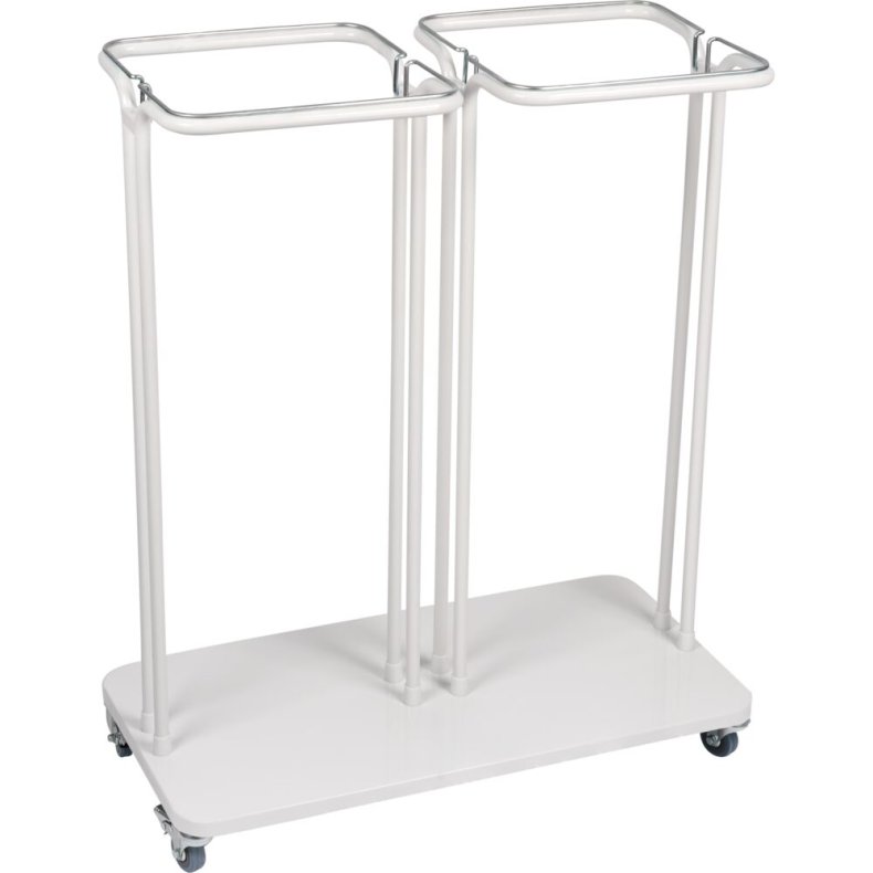 Affaldsstativ, S�kko-Boy, hvid, pulverlakeret st�l, 2-rums, 2x60 l, med s�kkeholder