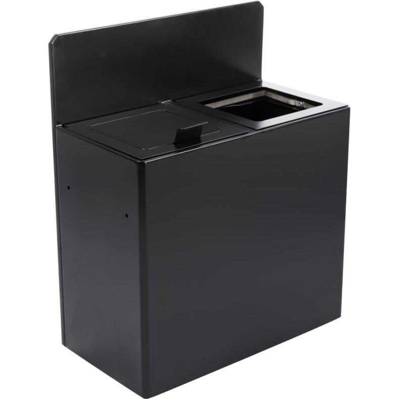 Affaldsspand, V-Part, sort mat, pulverlakeret st�l, 2-rums, 2x20 l,  forberedt til v�gmontering