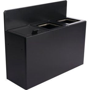 Affaldsspand, V-Part, sort mat, pulverlakeret st�l, 3-rums, 3x20 l,  forberedt til v�gmontering