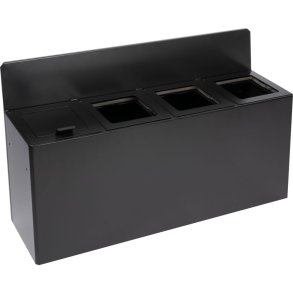 Affaldsspand, V-Part, sort mat, pulverlakeret st�l, 4-rums, 4x20 l,  forberedt til v�gmontering