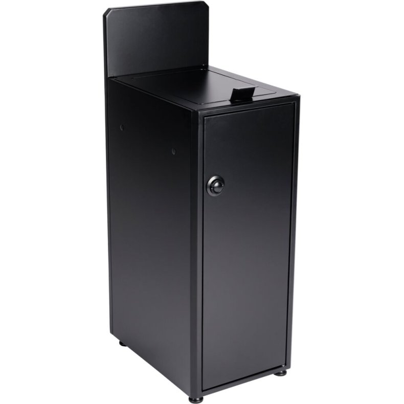 Affaldsspand, V-Part, sort mat, pulverlakeret st�l, 1-rums, 1x40 l, med frontl�ge og s�kkeholdere, forberedt til v�gmontering