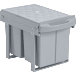 Affaldsspand, V-Part, gr�, plast/st�l, 2-rums, 2x8 l, med udtr�ksfunktion, til k�kkenskab