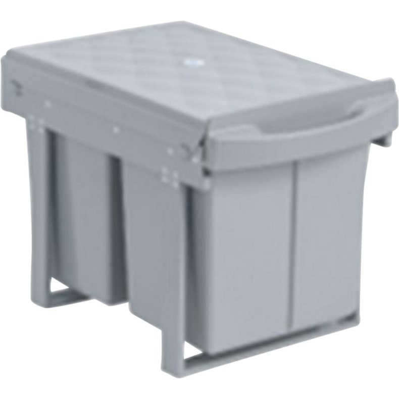 Affaldsspand, V-Part, gr�, plast/st�l, 2-rums, 2x8 l, med udtr�ksfunktion, til k�kkenskab