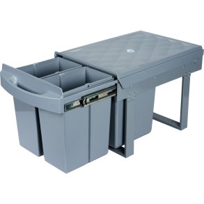 Affaldsspand, V-Part, gr�, plast/st�l, 4-rums, 4x8 l, med udtr�ksfunktion, til k�kkenskab