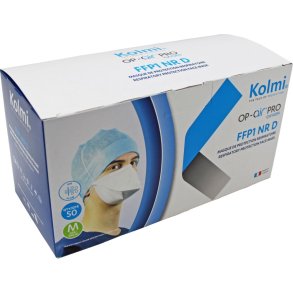 �ndedr�tsv�rn med hovedelastikker, Kolmi, One size, hvid, jern/PP, Fold-Flat, FFP1 NR D, uden ventil, engangs