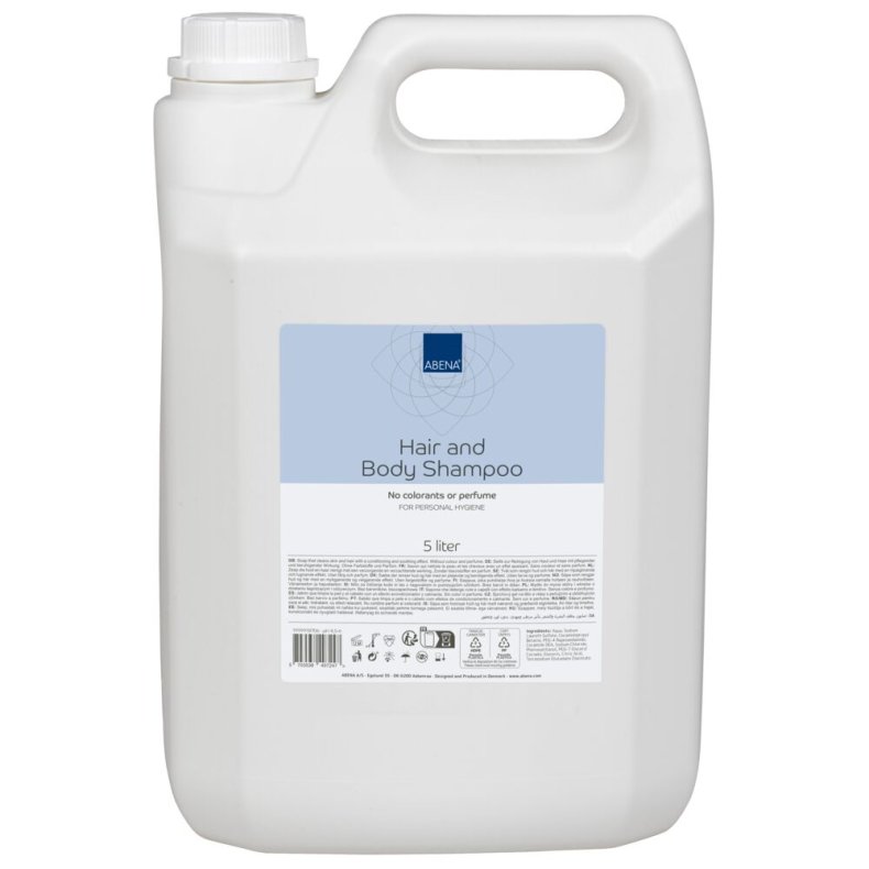 H�r- og Bodyshampoo, ABENA, 5000 ml, uden farve og parfume