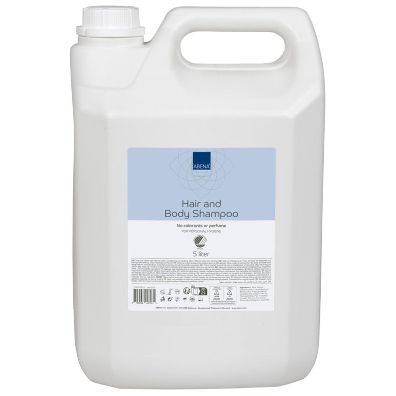 H�r- og Bodyshampoo, ABENA, 5000 ml, uden farve og parfume