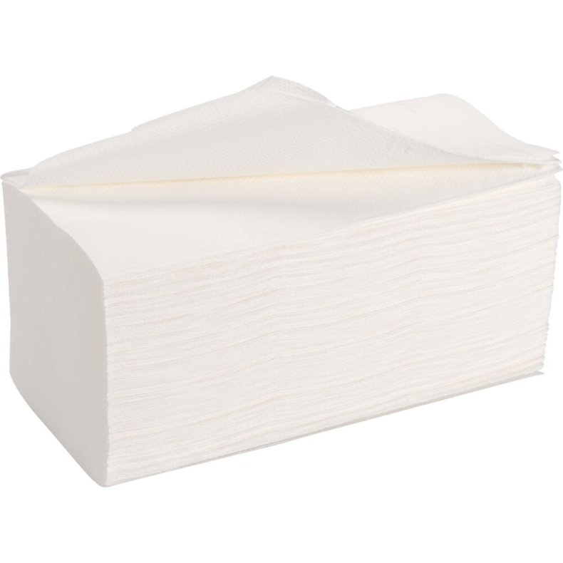 H�ndkl�deark, ABENA Care-Ness Excellent, 2-lags, V-fold, 21x20,8cm, 10,5 cm, hvid, nyfiber