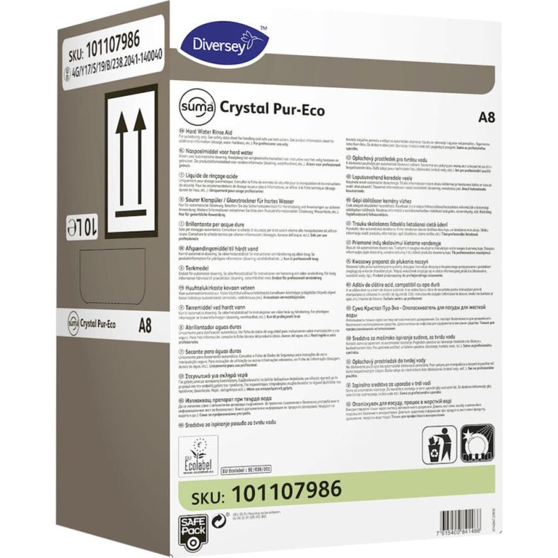 Afsp�nding, Diversey Suma Crystal Pur-Eco A8, 10 l, SafePack, med farve, uden parfume