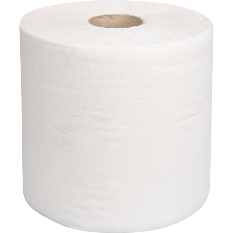 V�rkstedsrulle, ABENA Care-Ness Basic, 1-lags, 450m x 23,6cm, �25cm, hvid, genanvendt papir
