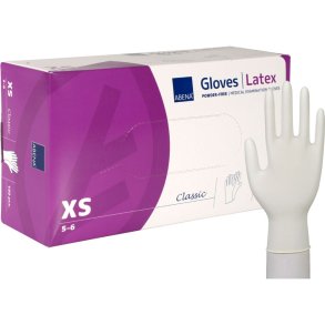 Unders�gelseshandske, ABENA Classic, XS, nature, latex, pudderfri