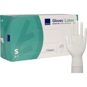 Unders�gelseshandske, ABENA Classic, S, nature, latex, pudderfri