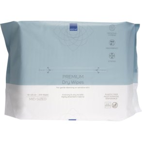 T�r Vaskeklud, ABENA PREMIUM, 20x18cm, hvid, renrumsproduceret, 100% viskose, 50 gsm, engangs