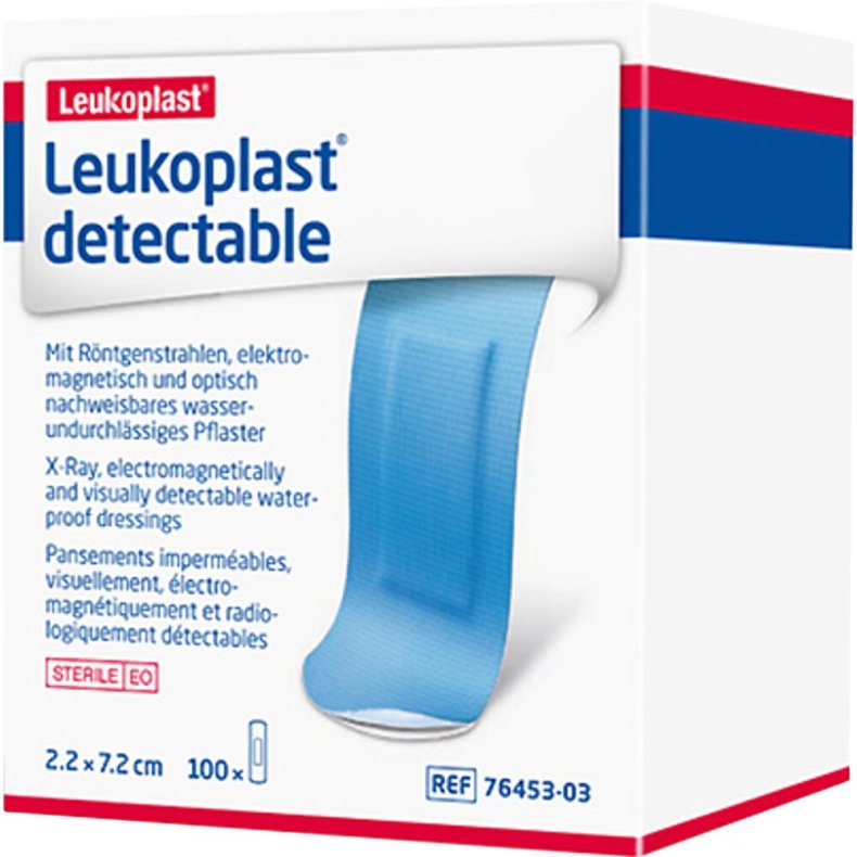 H�fteplaster, Leukoplast Detectable, 7,2x2,2cm, bl�, steril *Denne vare tages ikke retur*