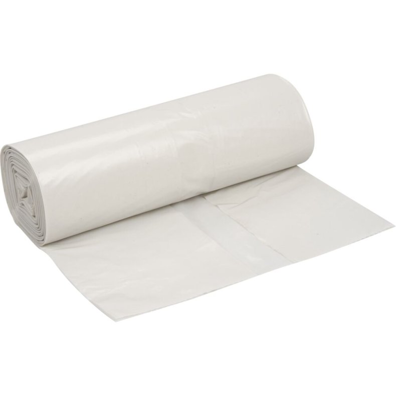 Affaldspose, 30 l, hvid, MDPE/genanvendt, 50x60cm
