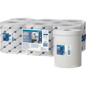H�ndkl�derulle, Tork M4 Standard, 1-lags, Mini, 113,9m x 19,4cm, �19cm, hvid, nyfiber, med spiralhylse