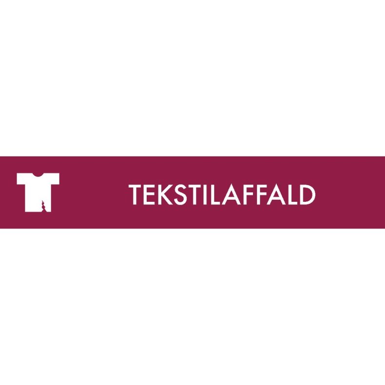 Piktogram, 3x16cm, bordeaux, folie, til tekstilaffald, selvkl�bende