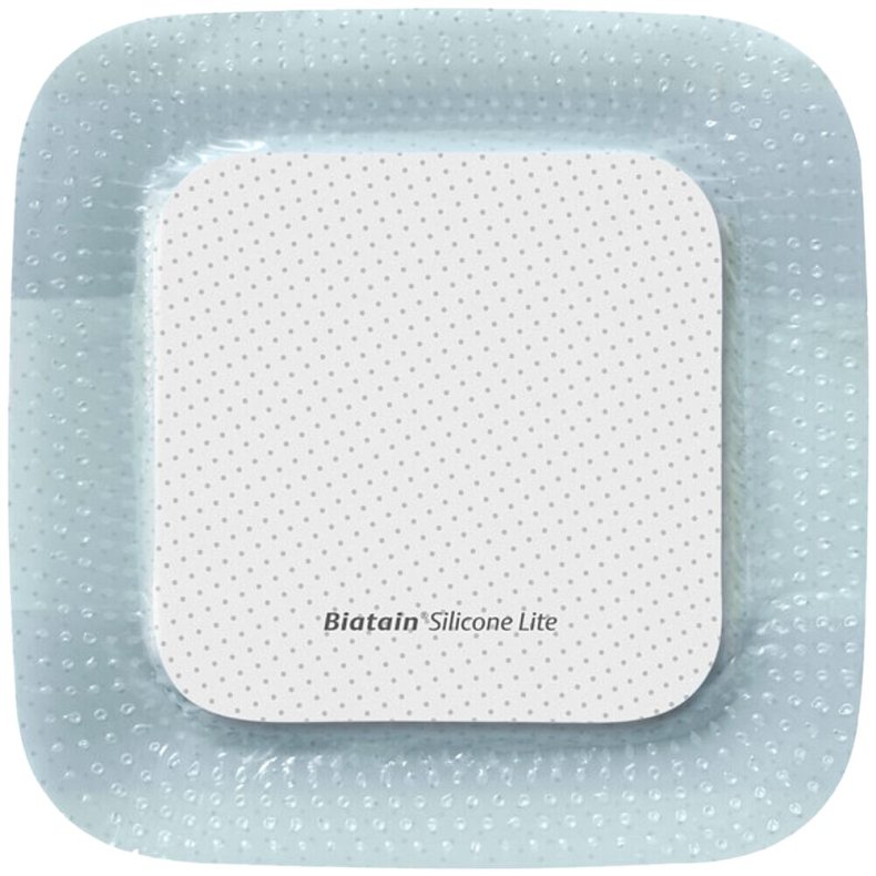 Skumbandage, Biatain Silicone Lite, 12,5x12,5cm, m/silikonekontaktlag og silikonekl�b, latexfri, steril *Denne vare tages ikke retur*