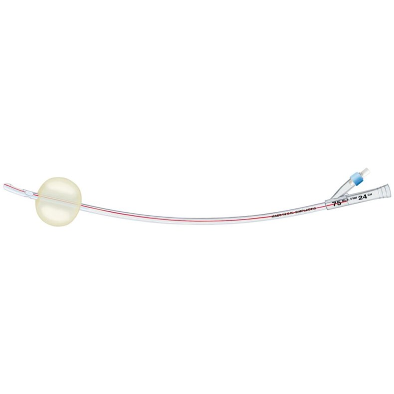 2-vejs foley kateter, Softsimplastic, couvelaire, CH 24, 42cm, 75 ml, standard ballon, steril *Denne vare tages ikke retur*