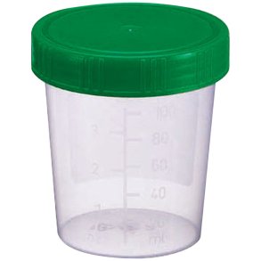 Urinb�ger, 120 ml, klar, med skruel�g og skrivefelt