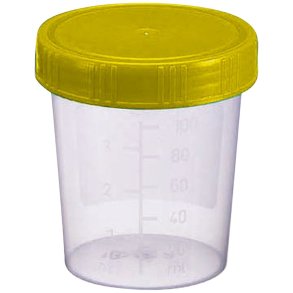 Urinb�ger, 120 ml, klar, med skruel�g og skrivefelt, steril *Denne vare tages ikke retur*