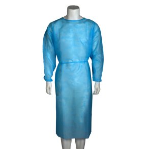 Beskyttelseskittel, ABENA Excellent, L, 127x130cm, 35 gsm, bl�, polyester/PP, usteril, engangs