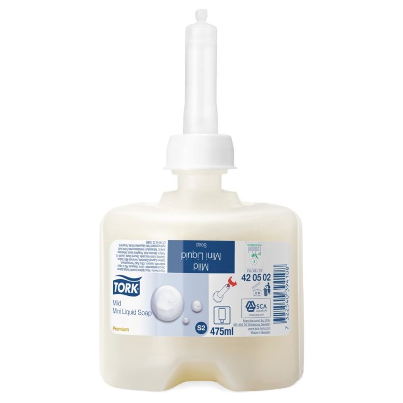H�nds�be, Tork S2 Premium, 475 ml, med farve og parfume, flydende, mini,1,0 ml pr. dosering