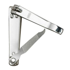 Negleklipper, 8cm, tre-i-�n, med fil, forkromet