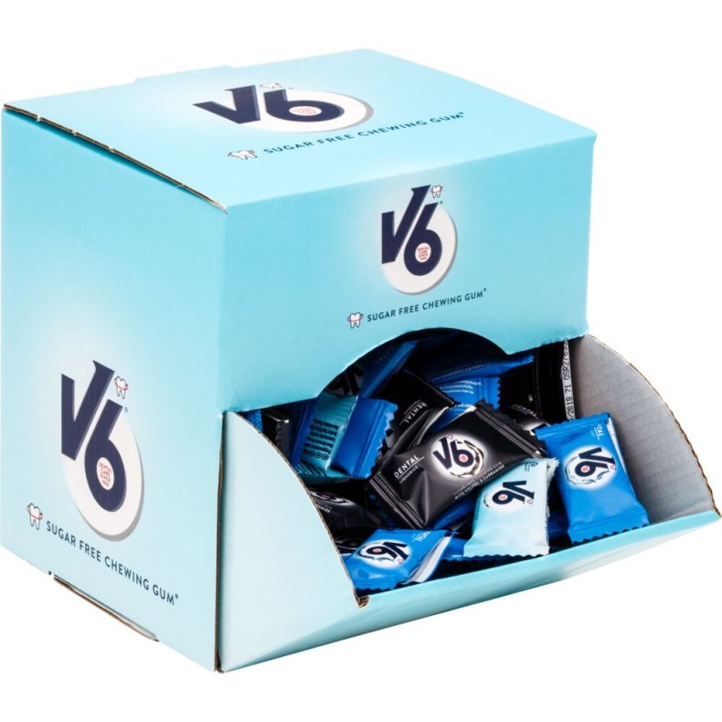 Tyggegummi, V6, assorteret, 170x2 stk., 476 g