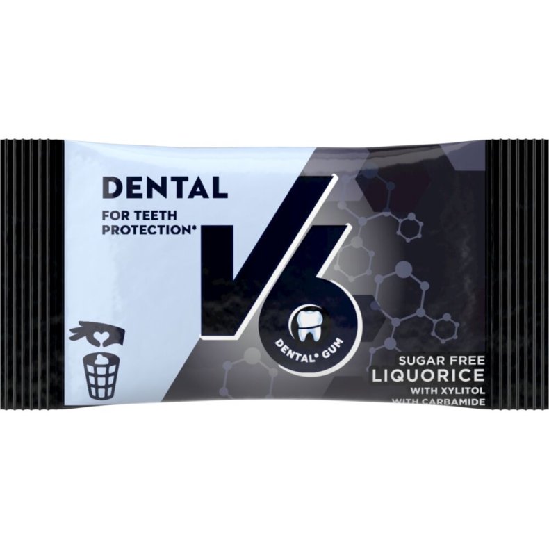 Tyggegummi, V6, Dental Care Liquorice, 250x2 stk.