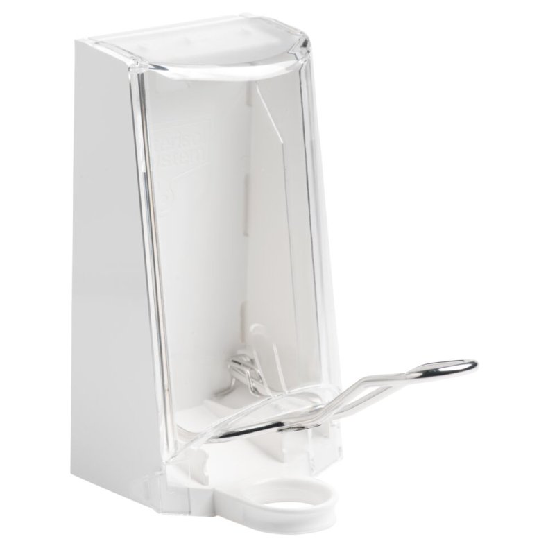 Dispenser, Sterisol, 700 ml, st�l, til lukket dispenser med klar kappe, rustfri albuebetjening