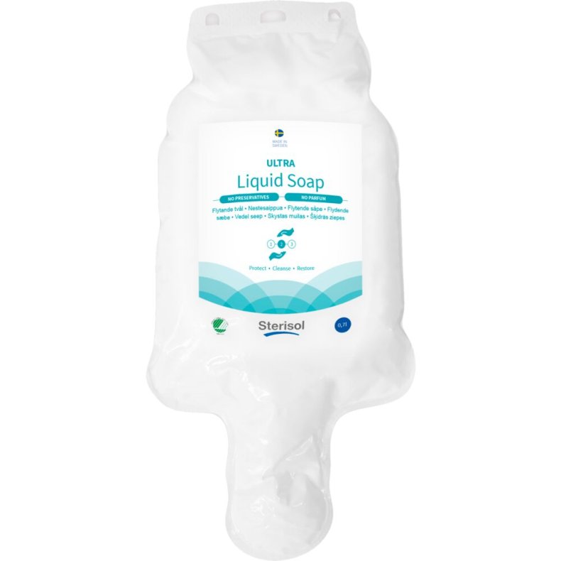 H�nd, H�r og bodyshampoo, Sterisol, 700 ml, ultra mild, uden farve, parfume og konserveringsmidddel, flydende