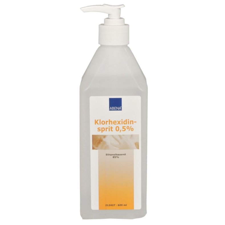 Kirurgisk h�nddesinfektion, ABENA, 600 ml, 85% ethanol, 0,5% Clorhexidin, uden glycerin