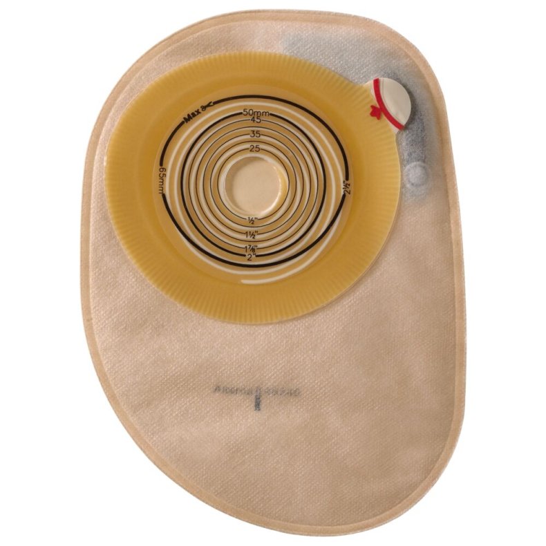 Kolostomipose, Assura Plus, Midi, beige, 20-50x65 mm, 1-dels, lukket, opklipbar, 2 filtre *Denne vare tages ikke retur*
