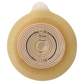 Stomiplade, Assura, beige, 50 mm, 10-45 mm, opklipbar, med b�lte�rer *Denne vare tages ikke retur*