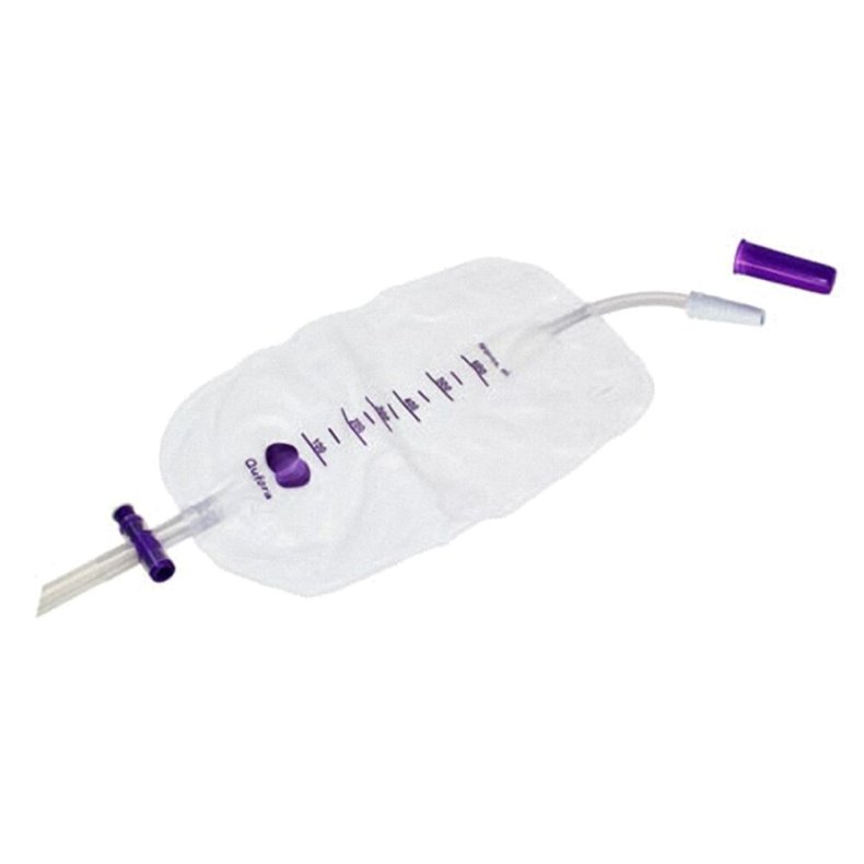 Urinpose, benpose, Qufora, 10cm, 600 ml, etkammer, CV/NRV, nattilkobling, CI, singlepak *Denne vare tages ikke retur*