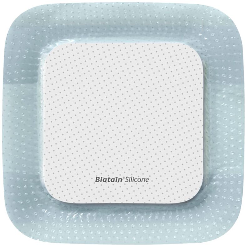 Skumbandage, Biatain Silicone, 10x10cm, m/silikonekontaktlag og silikonekl�b, latexfri, steril, engangs *Denne vare tages ikke retur*